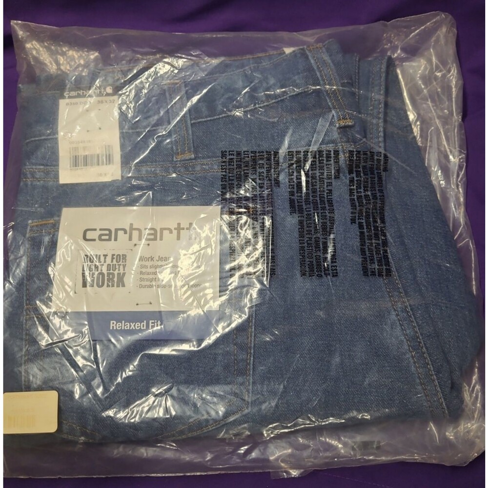 Carhartt Jeans Mens 36x32 Blue Denim Relaxed Fit Straight Leg Workwear B350 DCW